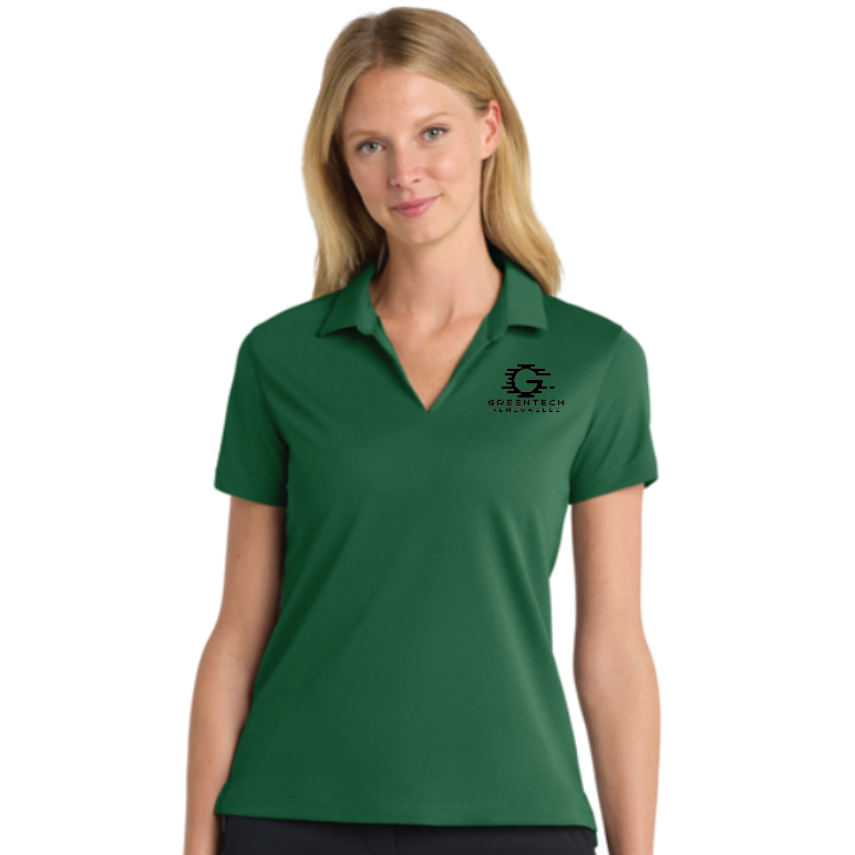 GREEN TUESDAY NKDC1991 Nike Women's Dri-FIT Micro Pique 2.0 Polo Green w/ black embroidery